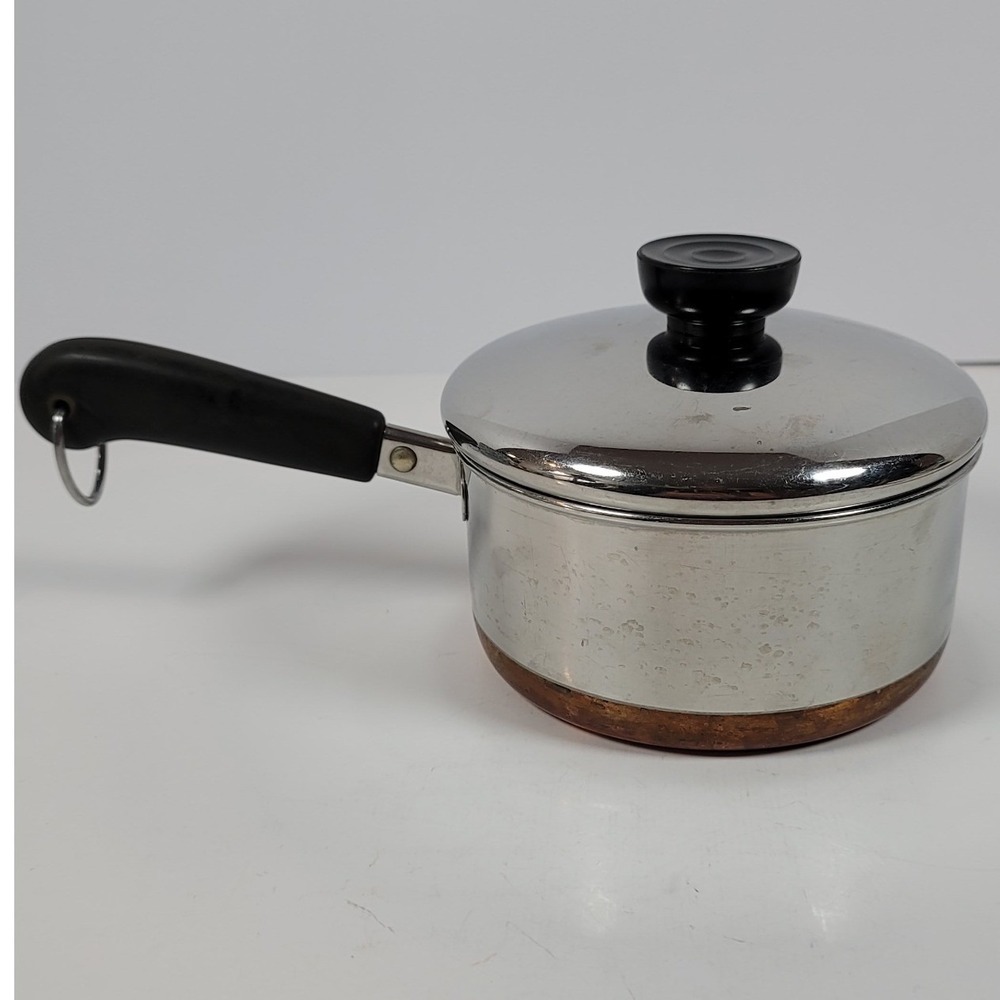 Revere Ware 1 Qt Saucepan Copper Bottom Stainless Steel Pot with Lid USA 90 i